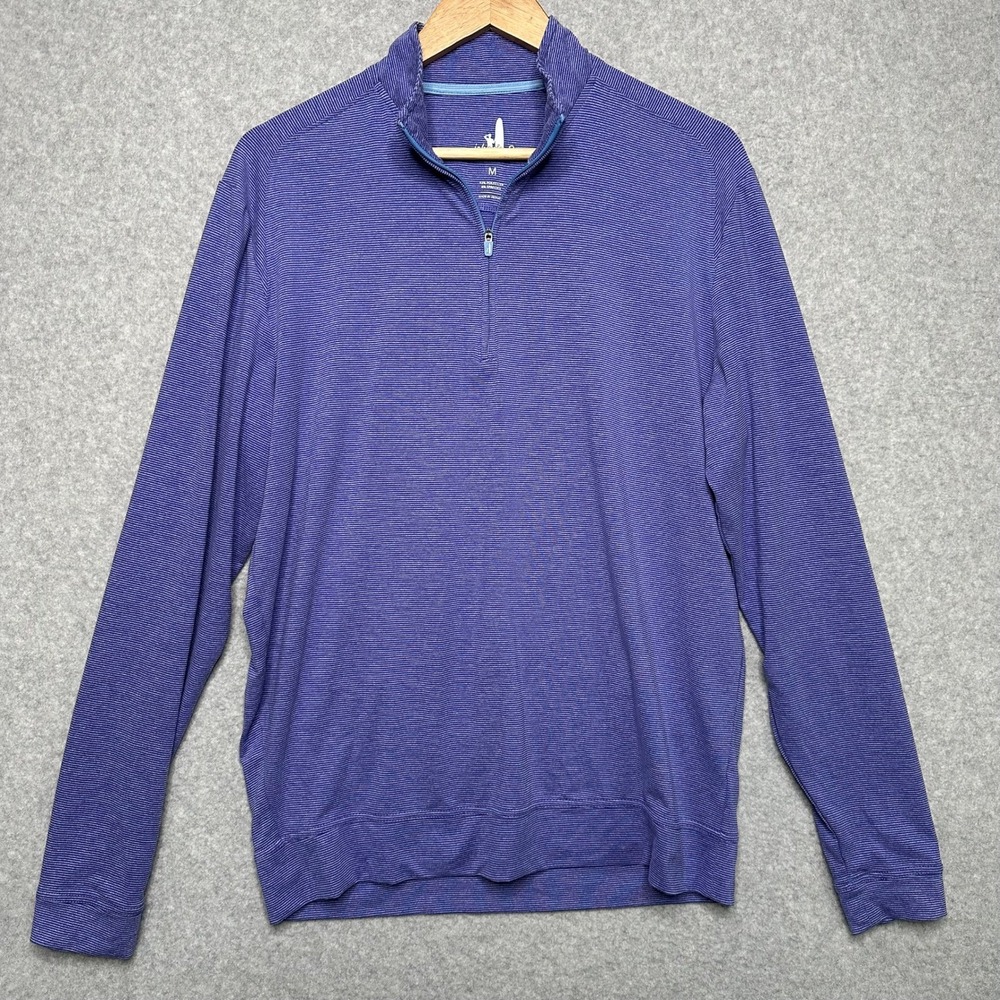 Johnnie-O Vaughn Quarter Zip Pullover Mens Medium Purple Pompei JMKO1890 Striped
